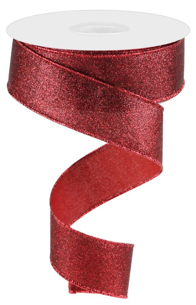 Wired Ribbon * Shimmer Glitter * Cranberry * 1.5" x 10 Yards Canvas * RGC1596Y6