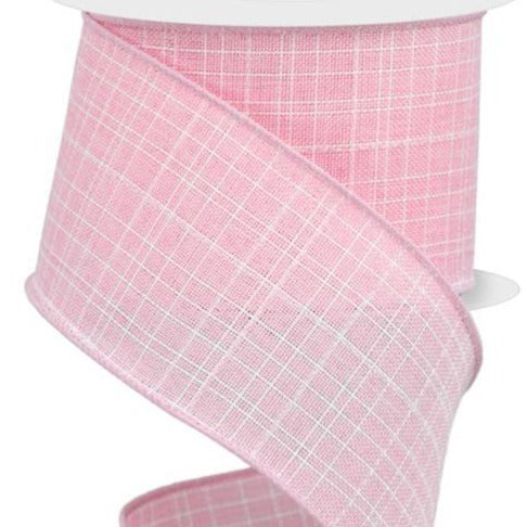 Wired Ribbon * Pink Check * Royal Canvas * 2.5 x 10 Yards * RGE121022 –  Personal Lee Yours