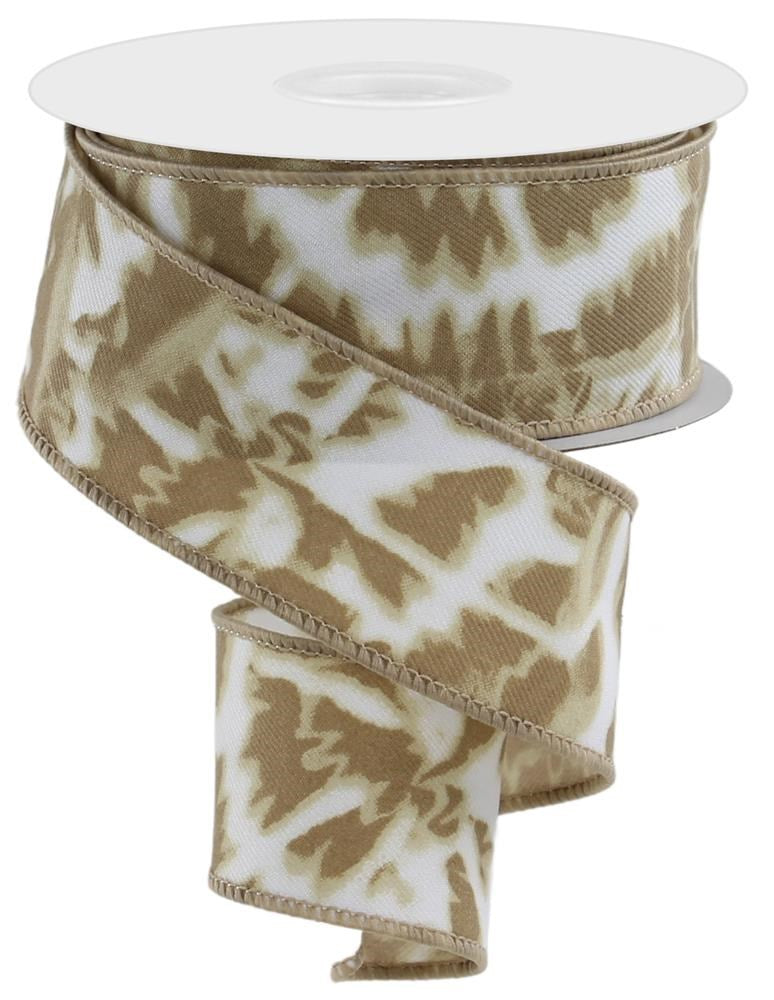 Wired Ribbon * Tie Dye * Natural and White * 1.5" x 10 Yards * Canvas * RGE124018