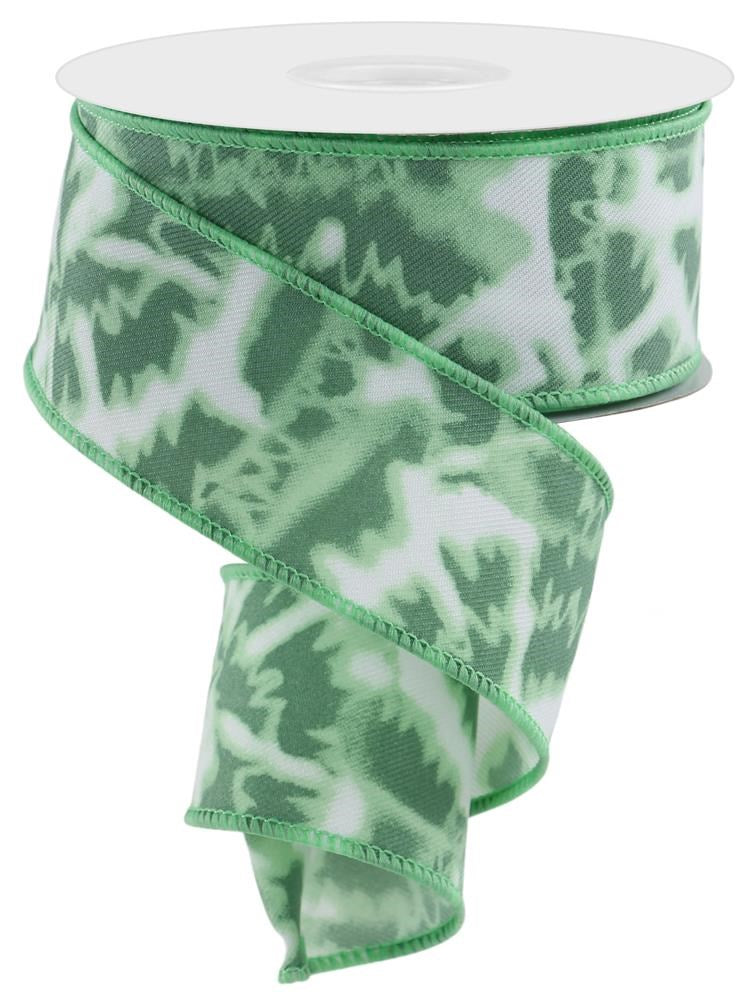 Wired Ribbon * Tie Dye * Sage and White * 1.5" x 10 Yards * Canvas * RGE1240KL