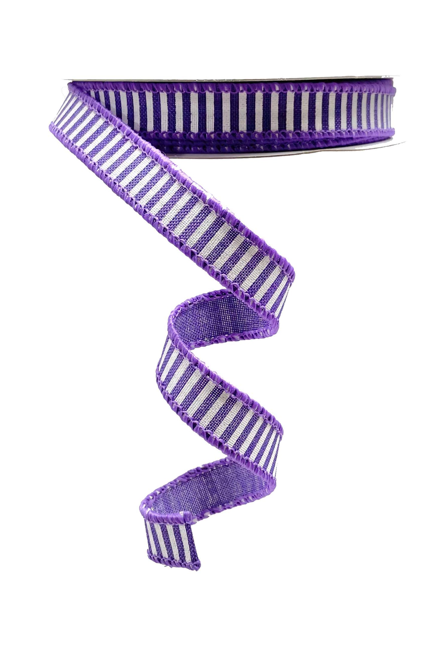 Wired Ribbon * Horizontal Stripes * New Purple and White Canvas * 5/8" x 10 Yards * RGE12671K