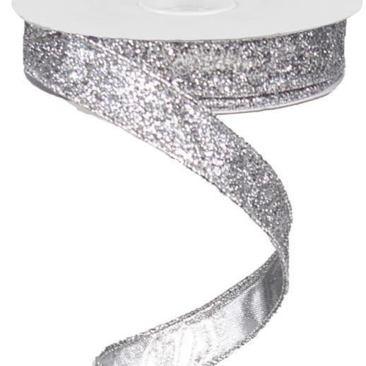 Silver Glitter Ribbon 10 Yards Long 2.5 inch Wide