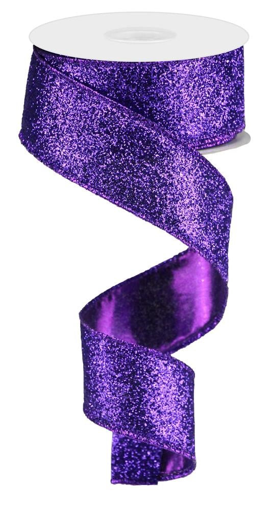 Wired Ribbon * Glitter On Metallic * Purple * 1.5" x 10 Yards Canvas * RJ403023