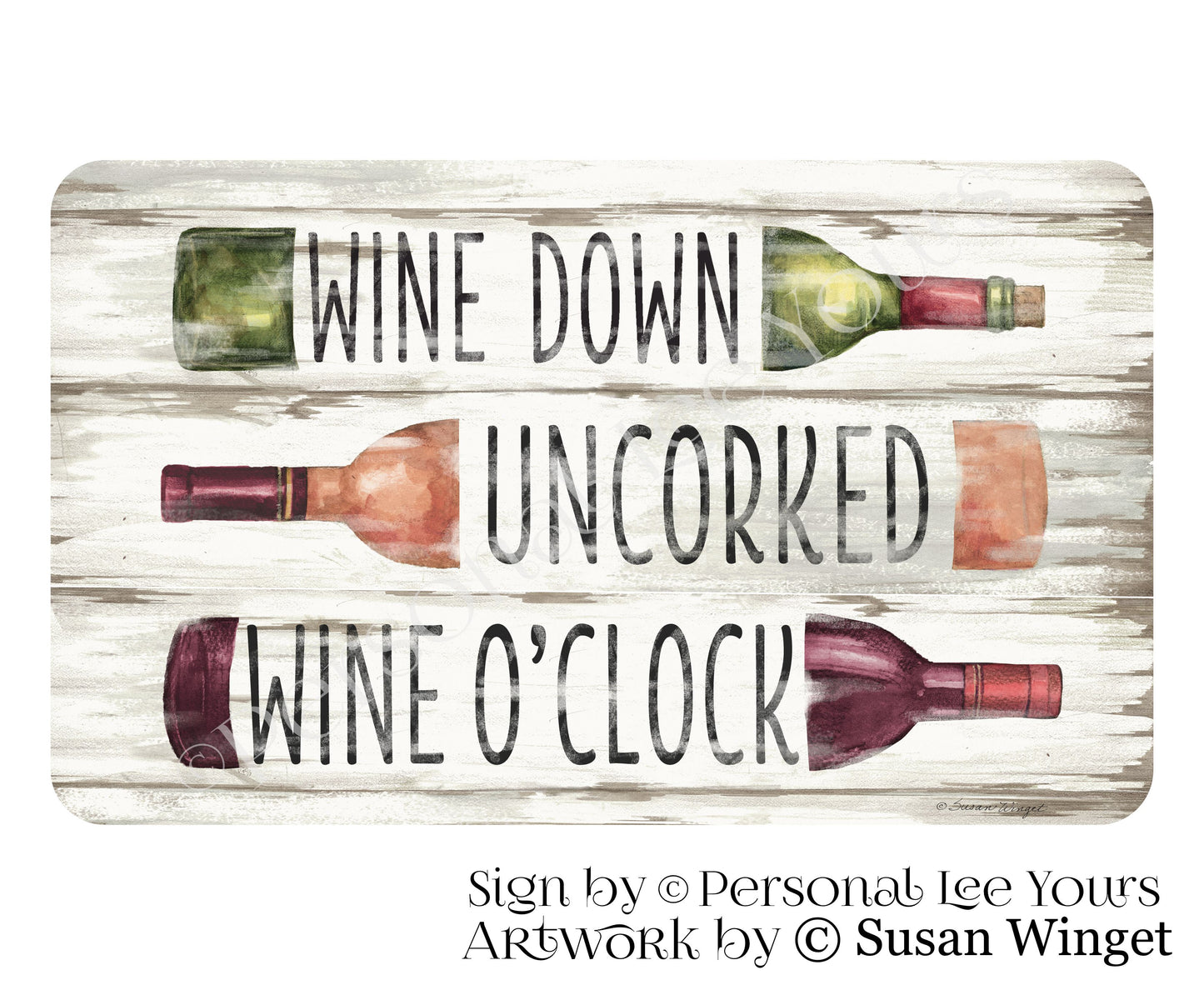 Susan Winget Exclusive Sign * Stacked Bottles * Wine * 4 Sizes * Lightweight Metal