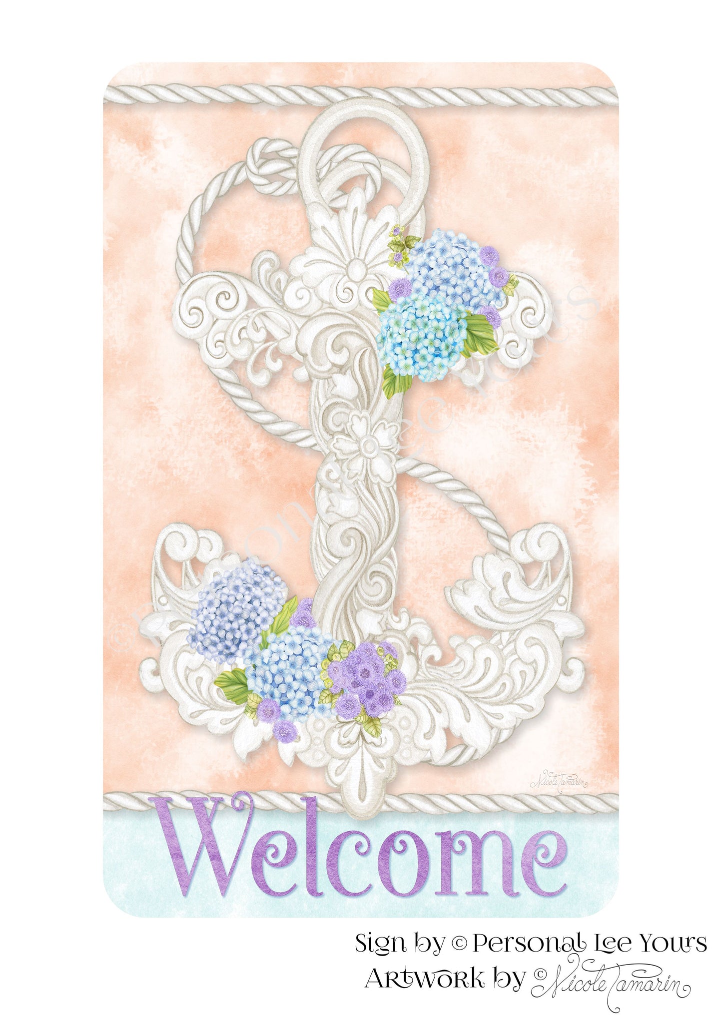 Nicole Tamarin Exclusive Sign * Welcome Anchor * Vertical * 4 Sizes * Lightweight Metal