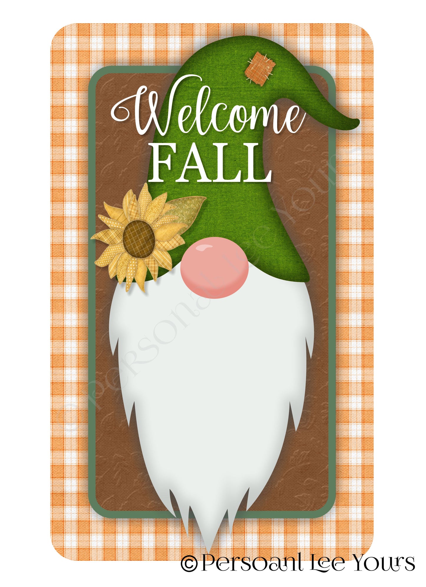 Autumn Wreath Sign * Welcome Fall * Gnome Head * 3 Sizes * Lightweight Metal
