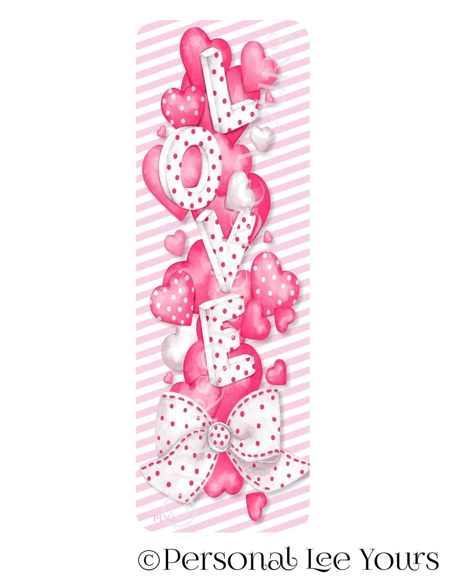 Wreath Sign * Banner * Polka Dot Valentine's Day Love * 4" x 12" * Lightweight Metal