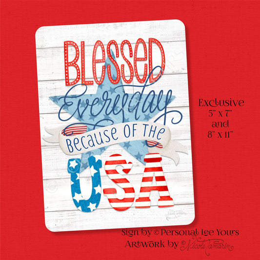 Nicole Tamarin Exclusive Sign * Blessed Everyday * Patriotic * 2 Sizes * Lightweight Metal