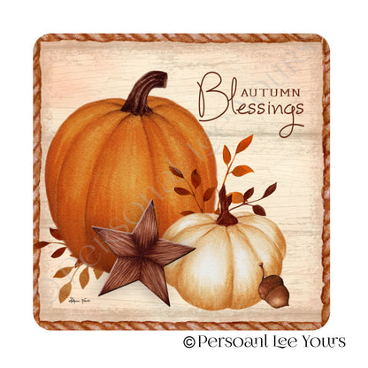 Fall Wreath Sign * Autumn Blessings Pumpkins * 3 Sizes * Lightweight Metal