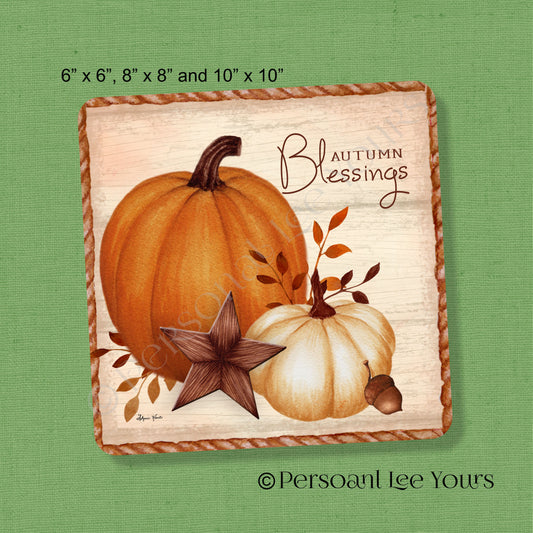 Fall Wreath Sign * Autumn Blessings Pumpkins * 3 Sizes * Lightweight Metal