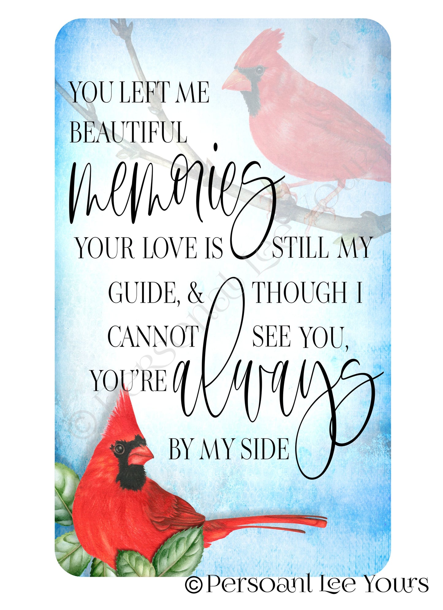 Sympathy Wreath Sign * Beautiful Memories * Cardinal * 3 Sizes * Lightweight Metal