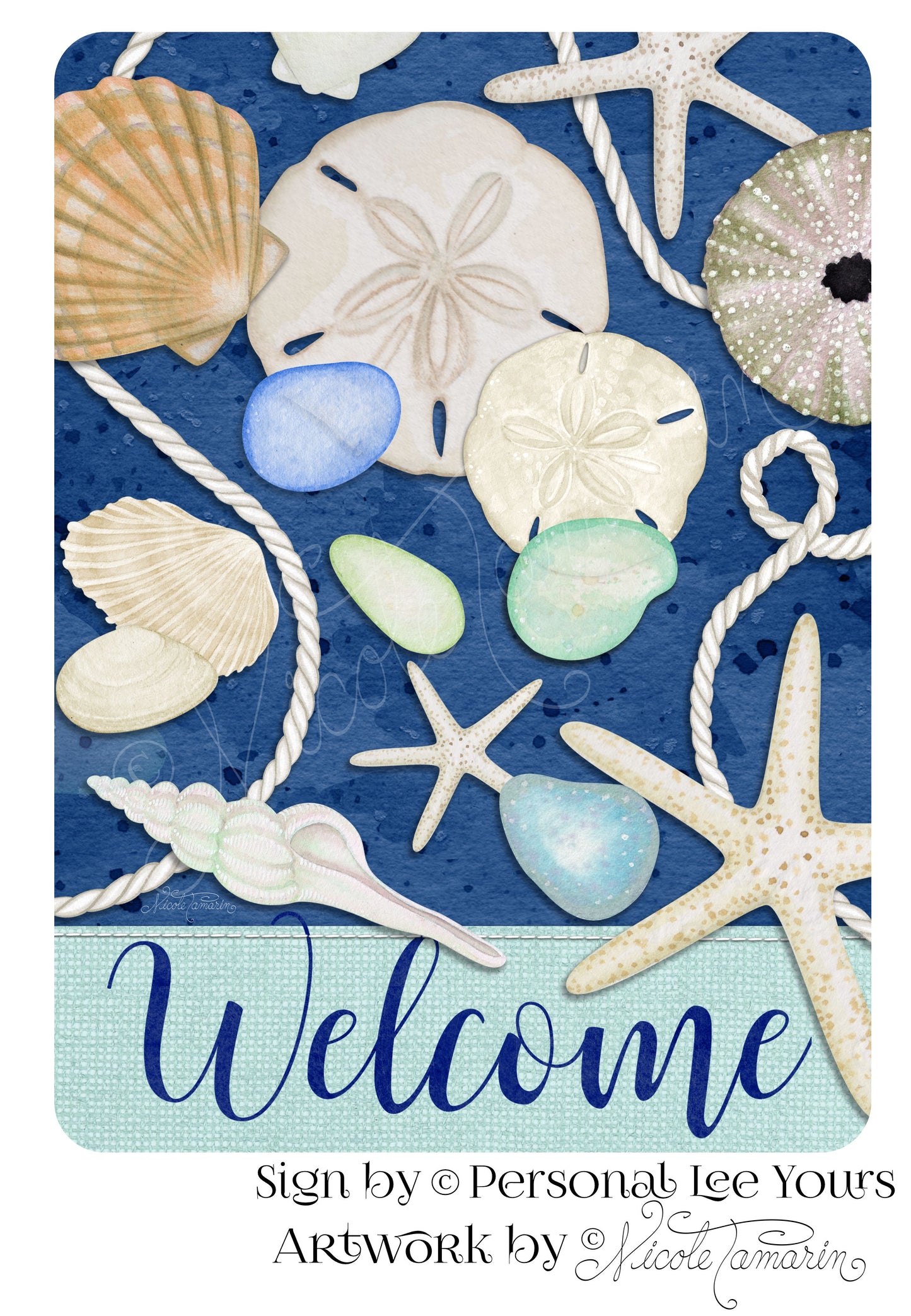 Nicole Tamarin Exclusive Sign * Beach Treasures Welcome * 2 Sizes * Lightweight Metal