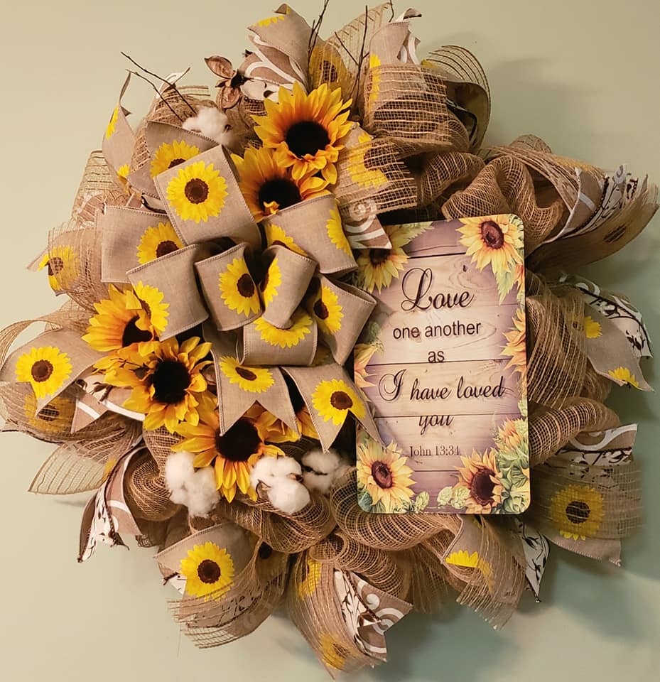 Metal Wreath Signs * John 13:34 Love One Another * 3 Sizes * Lightweight