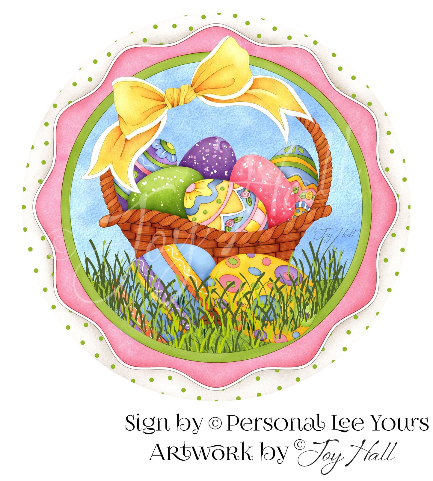 Joy Hall Exclusive Sign * Easter Egg Basket * Round * Lightweight Metal