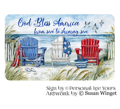 Susan Winget Exclusive Sign * God Bless America From Sea To Shining Sea * Horizontal * 4 Sizes * Lightweight Metal