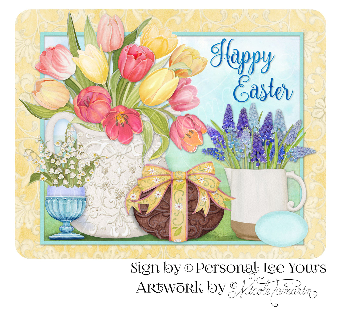 Nicole Tamarin Exclusive Sign * Happy Easter * 2 Sizes * Lightweight Metal
