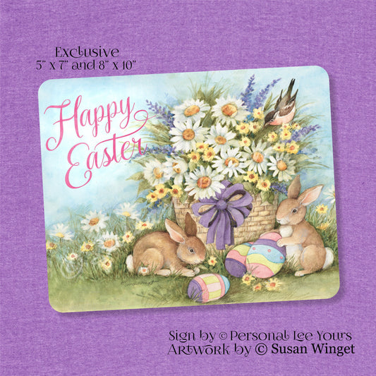 Susan Winget Exclusive Sign * Happy Easter * Basket and Bunnies * 2 Sizes * Lightweight Metal