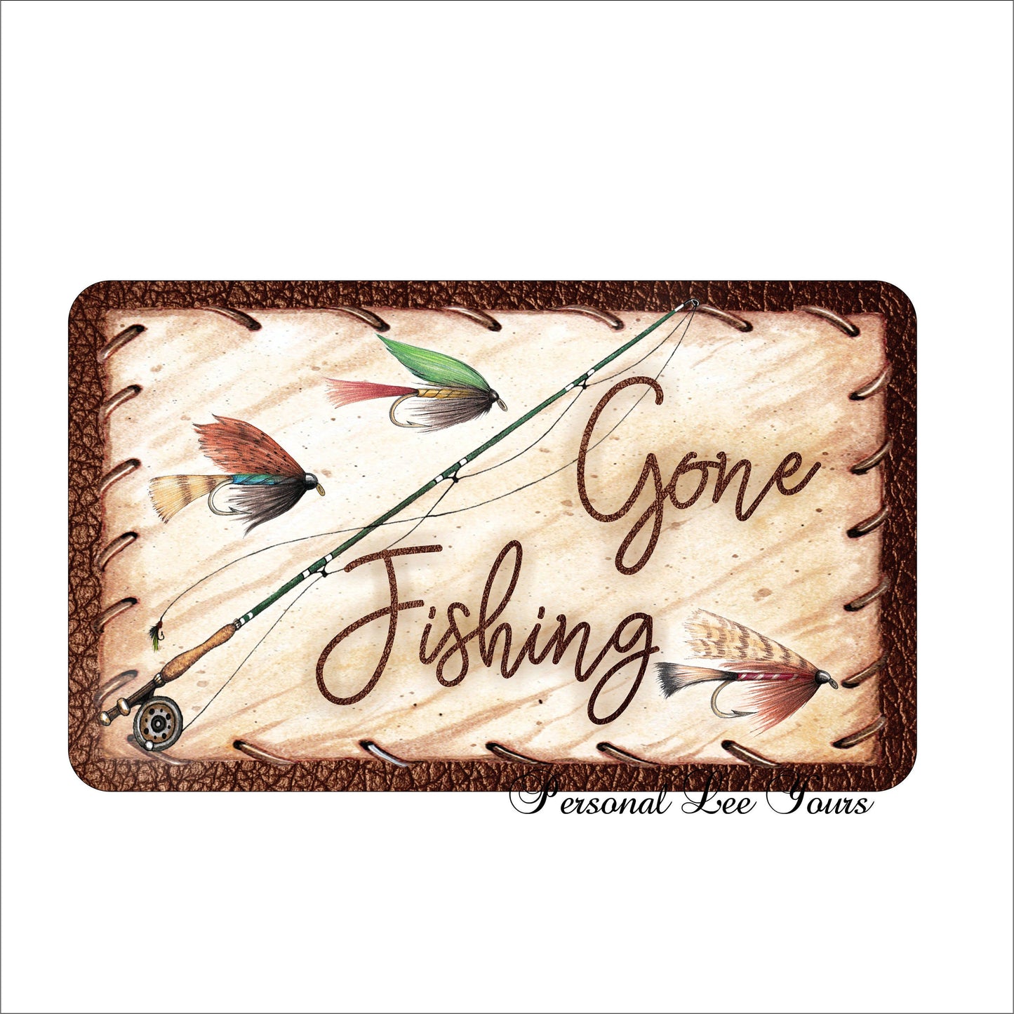 Metal Wreath Sign * Gone Fishing * 3 Sizes * Lightweight