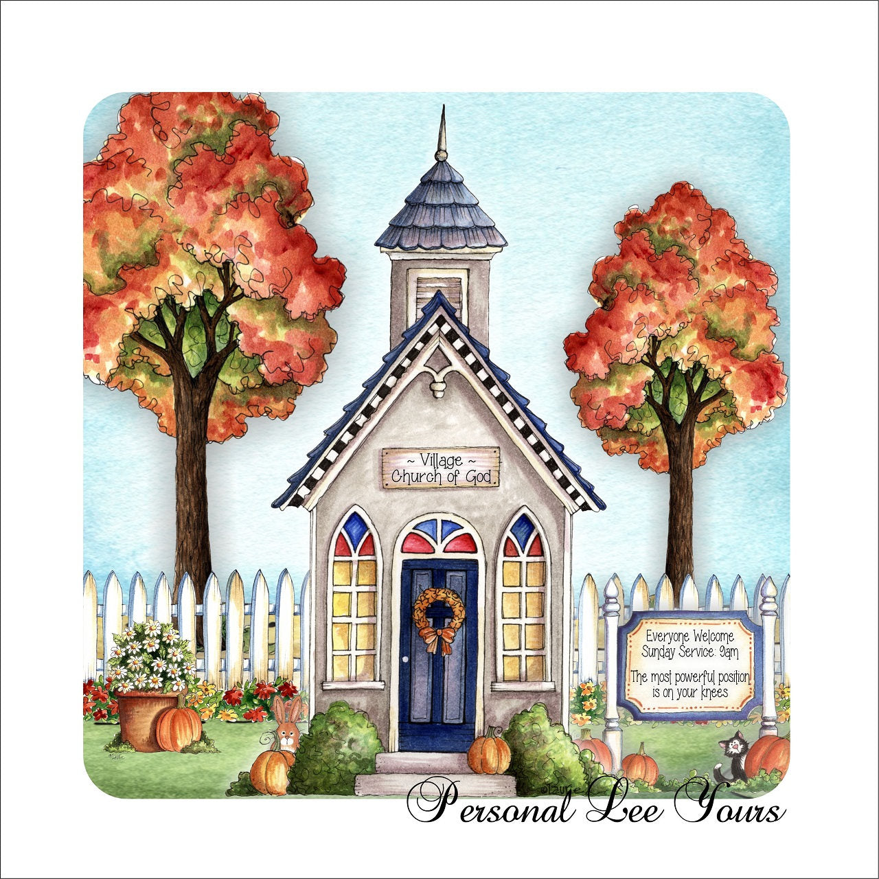 Wreath Sign * Village Church * 3 Sizes * Lightweight Metal