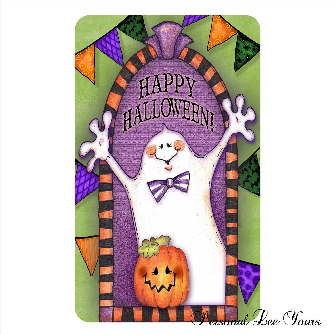 Wreath Sign * Happy Halloween Ghost * 3 Sizes * Lightweight Metal