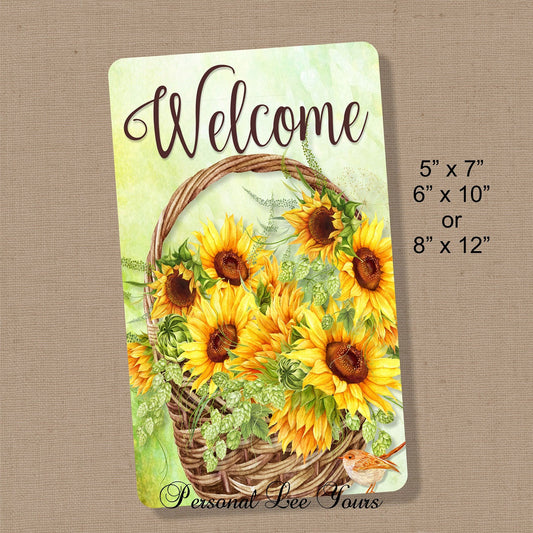 Metal Wreath Sign * Sunflower Basket * 3 Sizes * Lightweight
