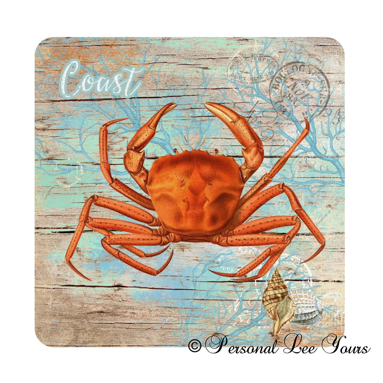 Metal Wreath Sign * Coastal Crab Postcard * 3 Sizes * Lightweight