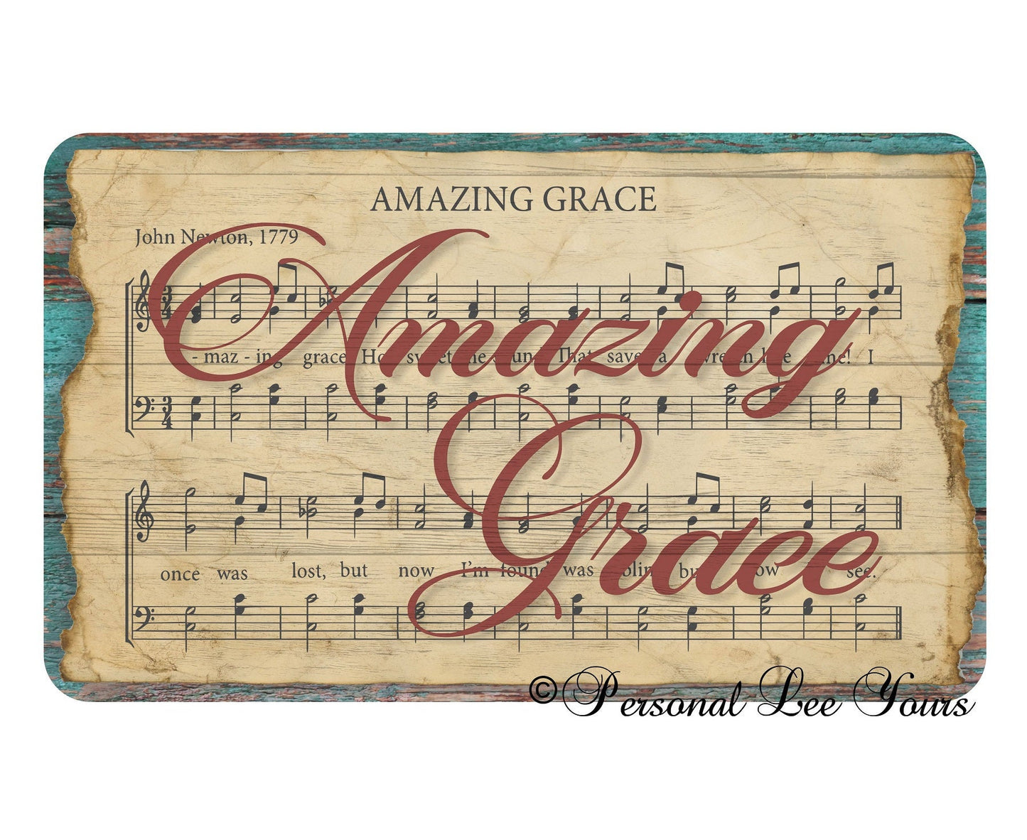 Metal Wreath Sign * Amazing Grace Music * 3 Sizes * Lightweight