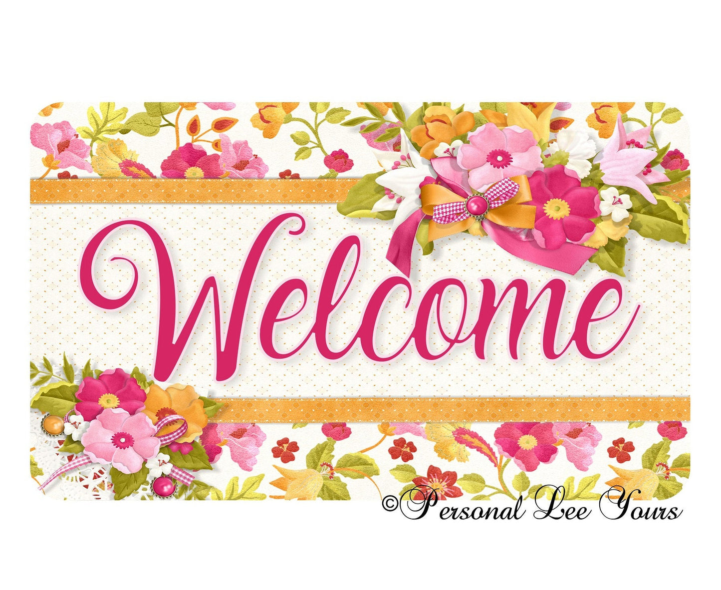 Metal Wreath Sign * Floral Welcome * 3 Sizes * Lightweight