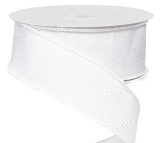 Wired Ribbon * Solid White Canvas * 1.5" x 10 Yards * RG127827
