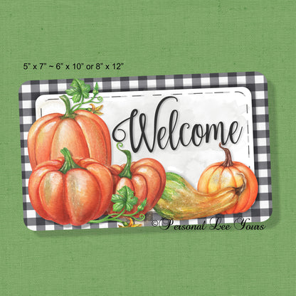 Fall Wreath Sign * Pumpkin Welcome * 3 Sizes * Lightweight Metal