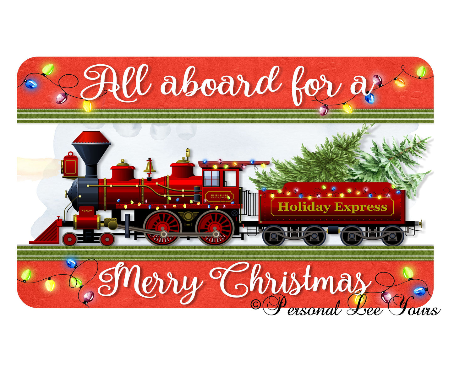 Holiday Wreath Sign * Christmas Train * 3 Sizes * Lightweight Metal