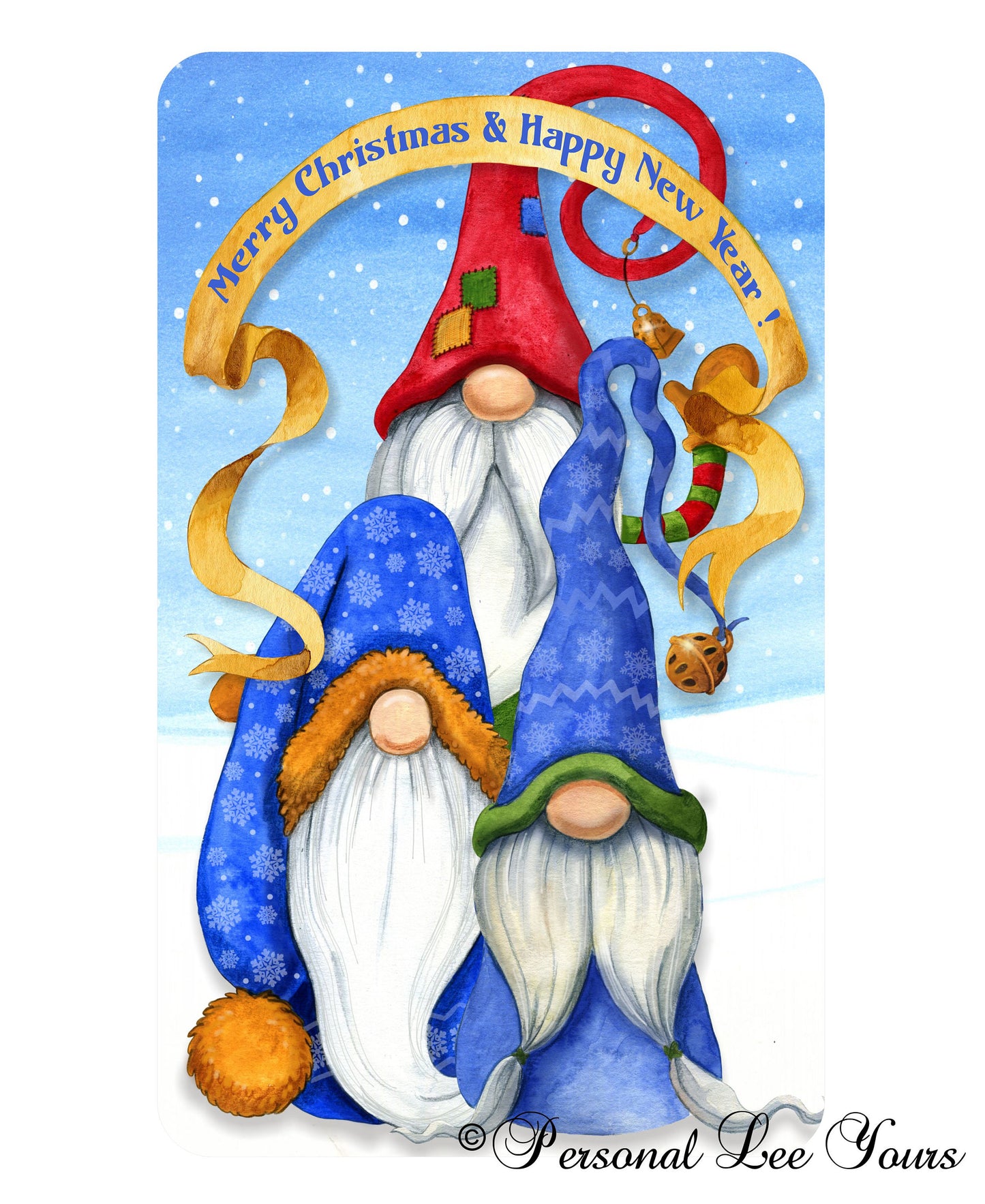 Christmas Wreath Sign * Holiday Gnomes * 3 Sizes * Lightweight Metal