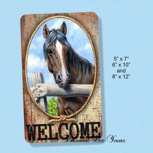 Horse Wreath Sign * Welcome * 3 Sizes * Lightweight Metal