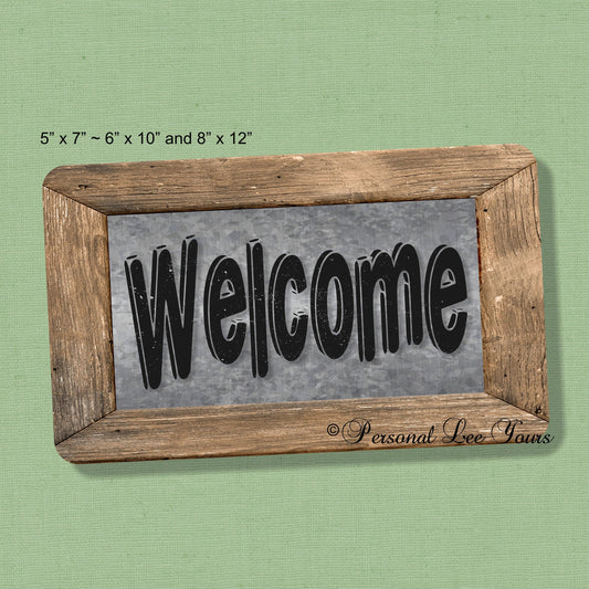 Wreath Sign * Framed Tin Welcome * 3 Sizes * Lightweight Metal