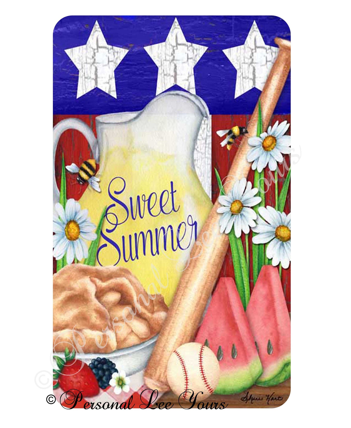 Patriotic Wreath Sign * Sweet American Summer * 3 Sizes * Lightweight Metal