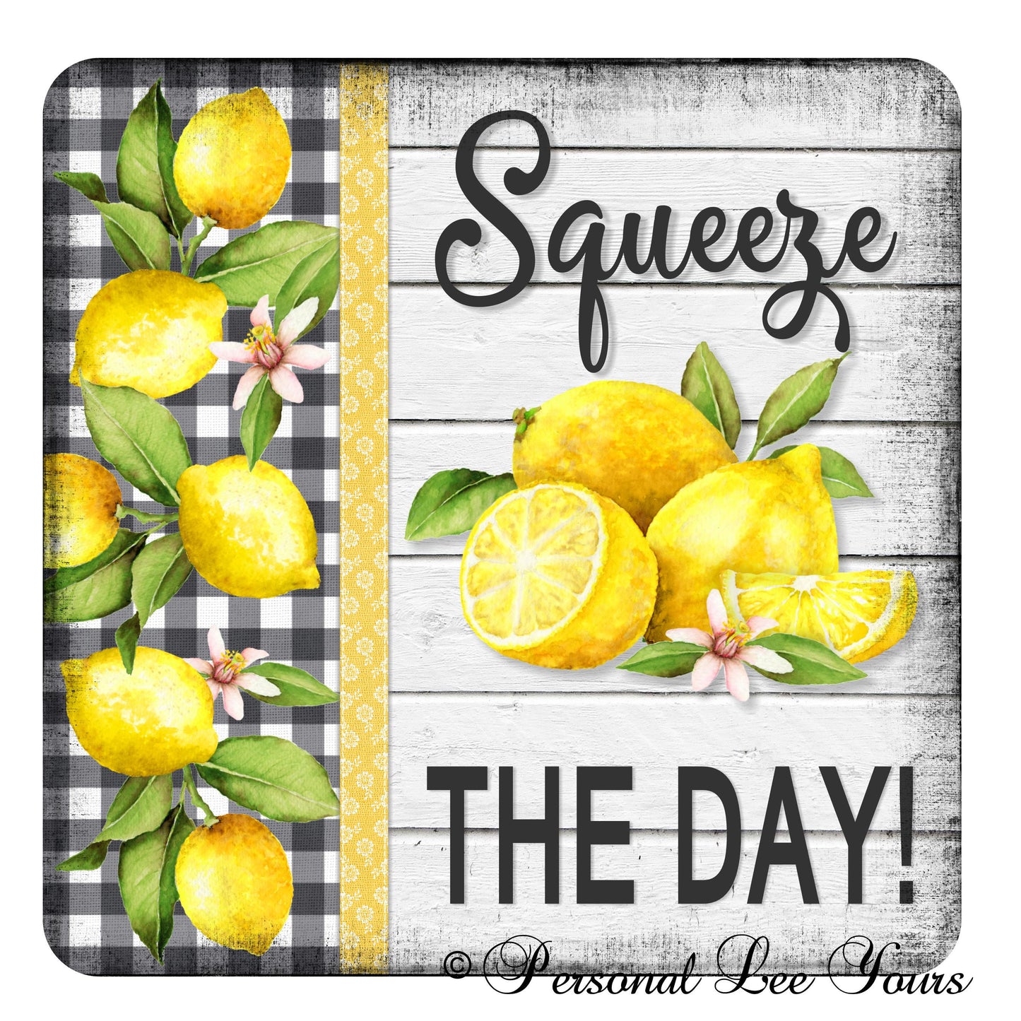 Wreath Sign * Lemons * Squeeze The Day * 3 Sizes * Lightweight Metal