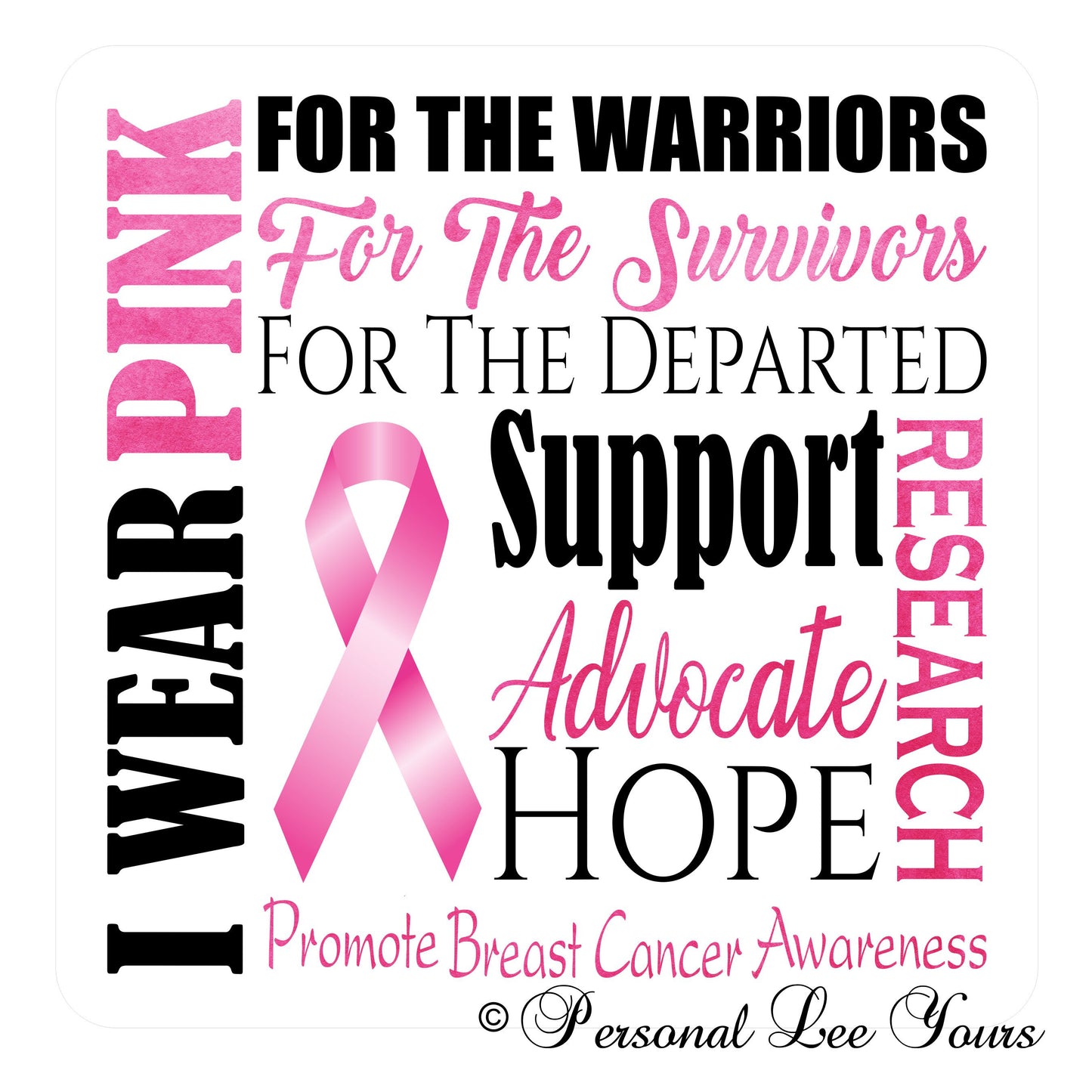 Wreath Sign * Breast Cancer Awareness * 3 Sizes * Lightweight Metal