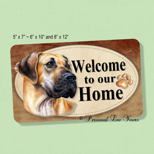 Dog Wreath Sign * Welcome * Great Dane * 3 Sizes * Lightweight Metal