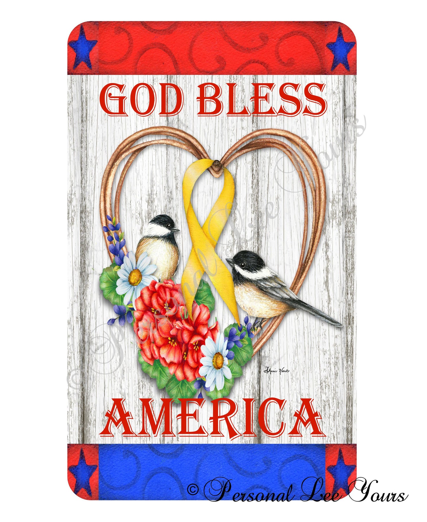 Patriotic Wreath Sign * God Bless America * 3 Sizes * Lightweight Metal