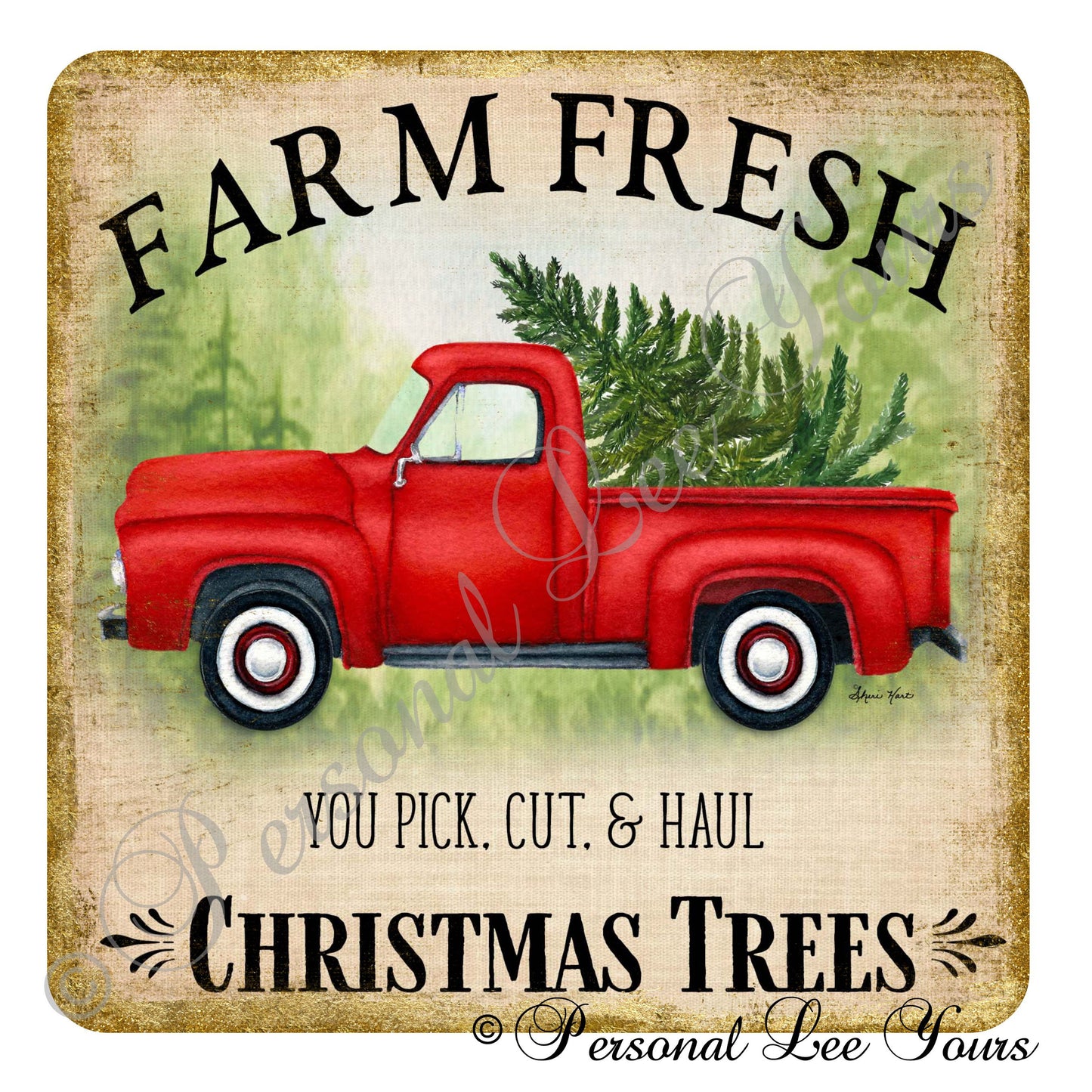 Truck Wreath Sign * Farm Fresh Christmas Trees * 3 Sizes * Lightweight Metal