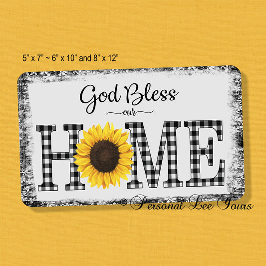 Wreath Sign * God Bless Our Home * 3 Sizes * Lightweight Metal