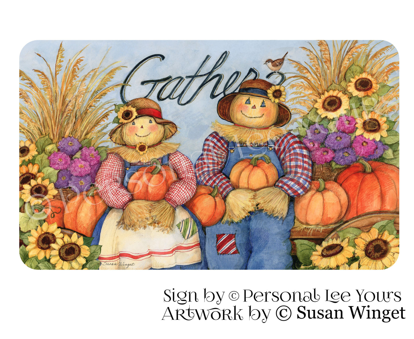 Susan Winget Exclusive Sign * Ma and Pa Scarecrow * 3 Sizes * Lightweight Metal