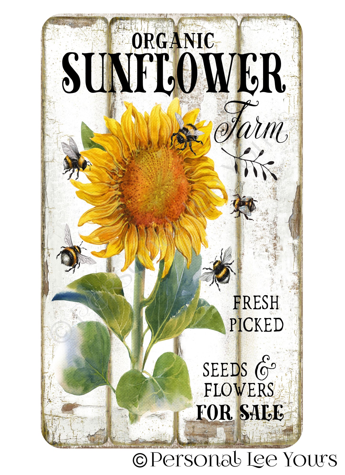 Farmhouse Wreath Signs * Organic Sunflower Farm * 4 Sizes * Lightweight Metal
