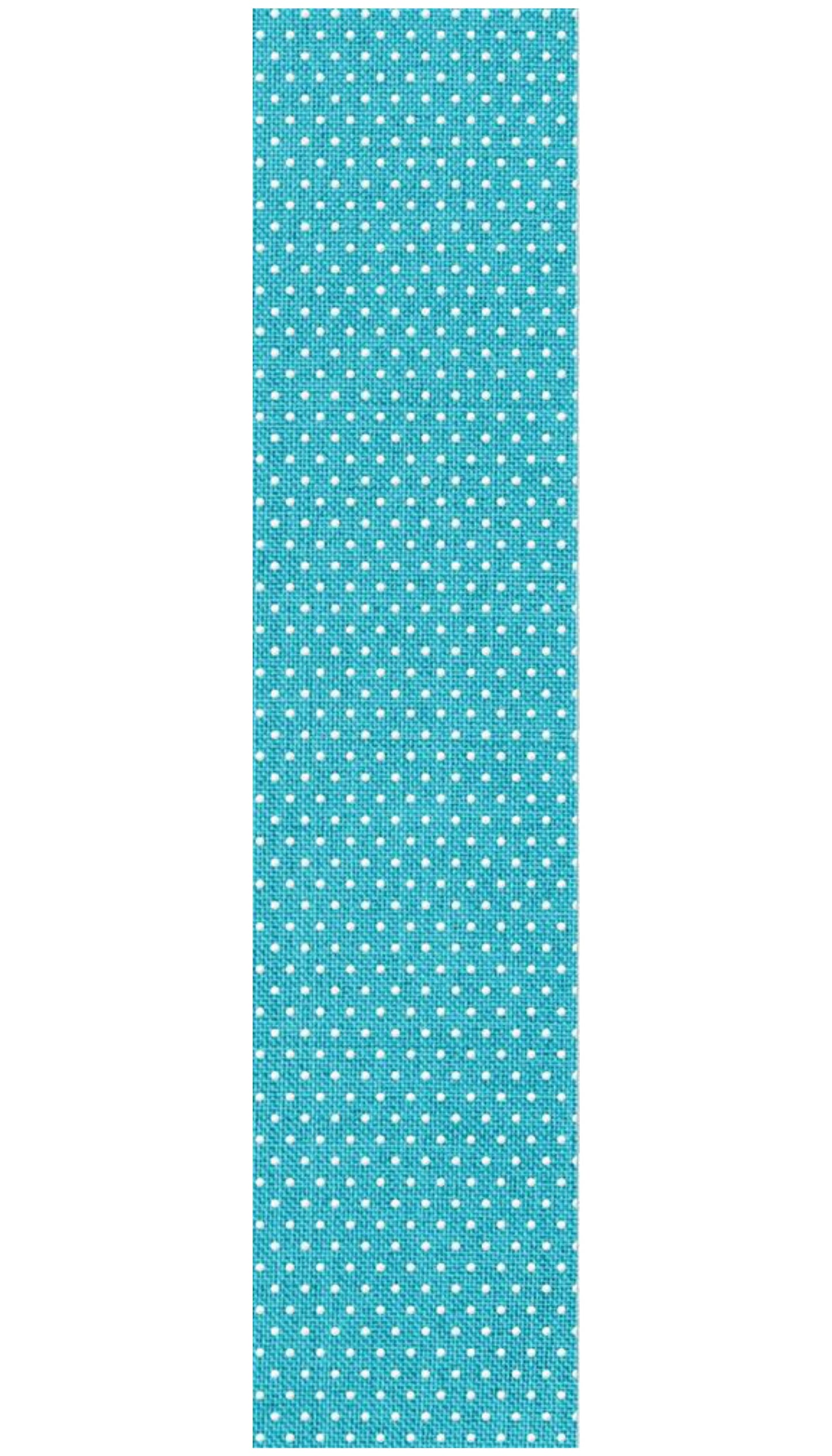 Wired Ribbon * Raised Swiss Dots * Turquoise and White Canvas * 2.5" x 10 Yards * RG0165234