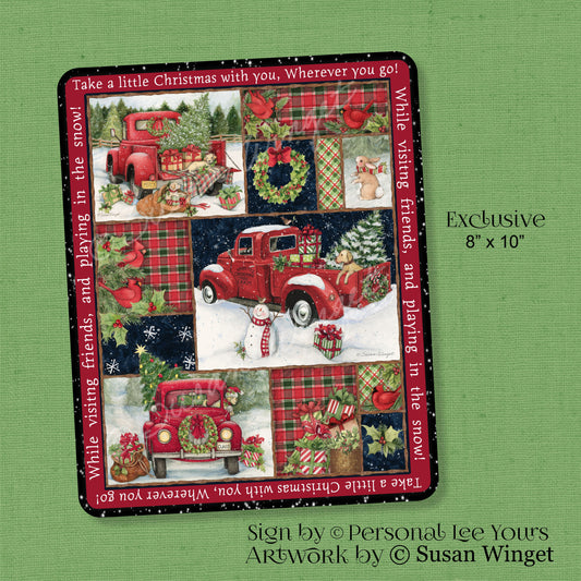 Susan Winget Exclusive Sign * Christmas * Red Truck Collage * 8" x 10" * Lightweight Metal