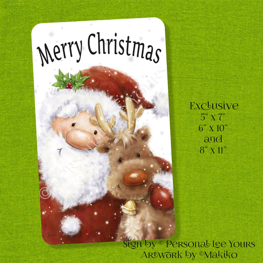 Makiko Exclusive Sign * Santa and Rudolph * Merry Christmas * 3 Sizes * Lightweight Metal