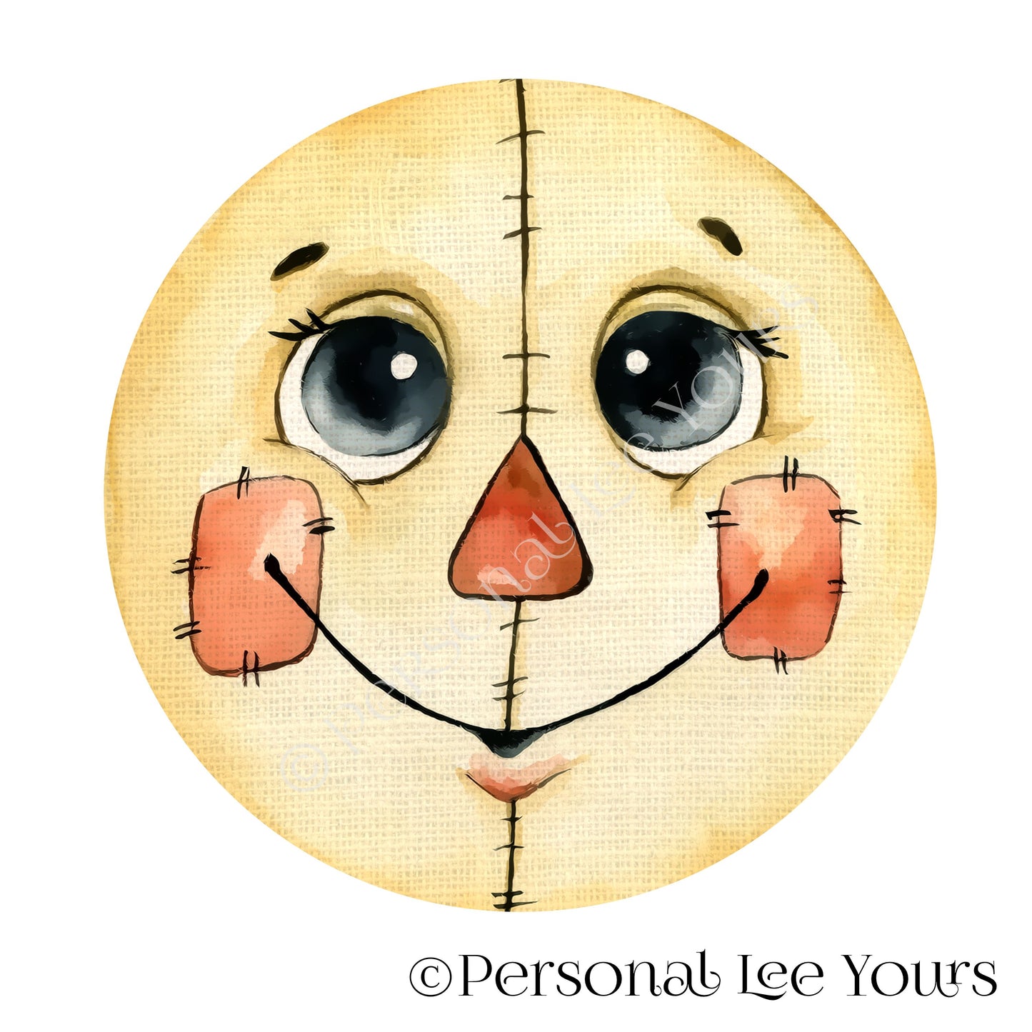 Wreath Sign * Burlap Scarecrow Face * Round * Lightweight Metal