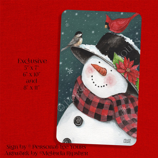 Melinda Hipsher Exclusive Sign * Snowman With A Plaid Scarf * 3 Sizes * Lightweight Metal