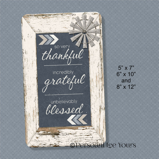 Farmhouse Wreath Signs * Thankful Grateful Blessed * 3 Sizes * Lightweight Metal