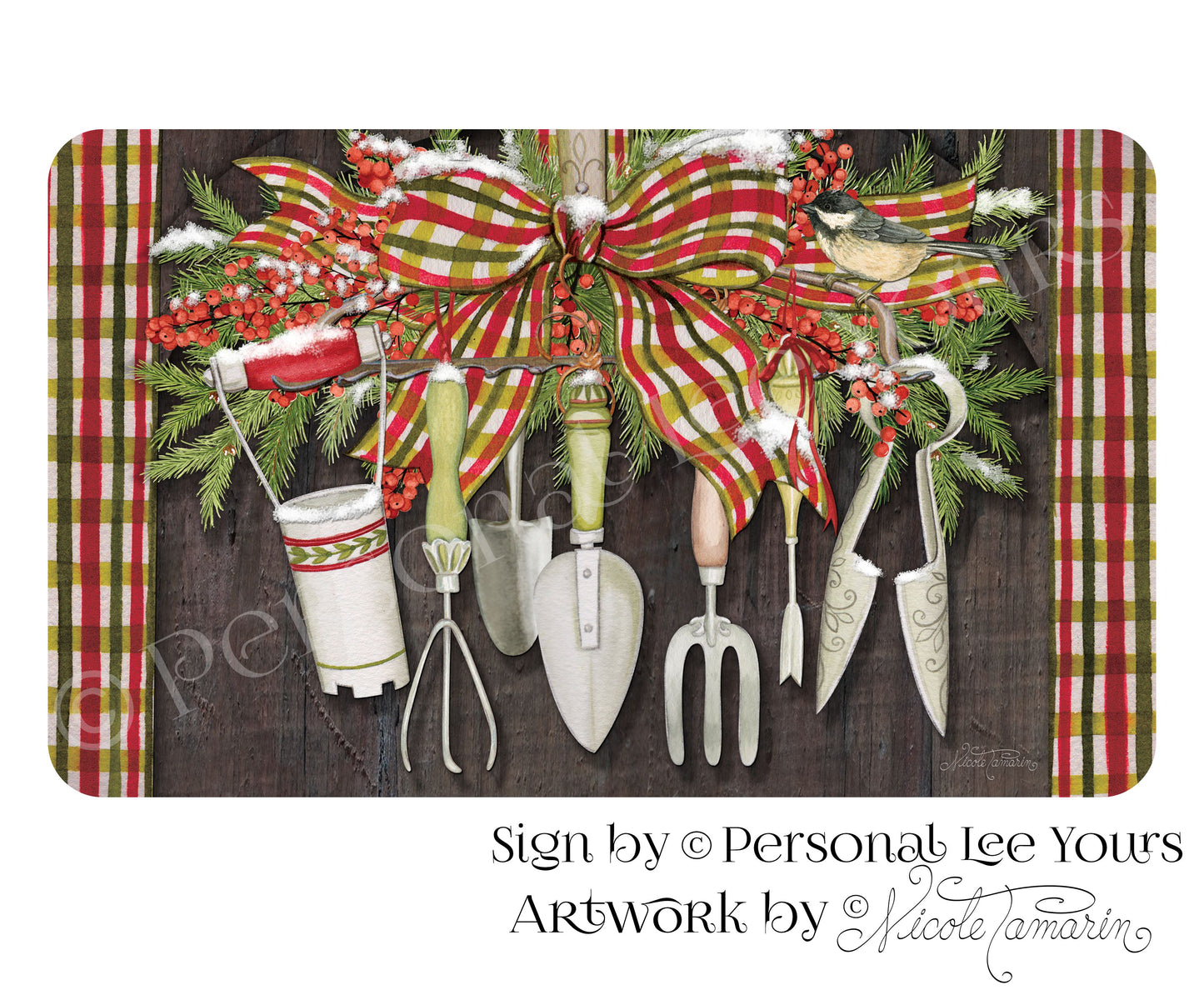 Nicole Tamarin Exclusive Sign * Winter Garden Welcome * Horizontal * 3 Sizes * Lightweight Metal